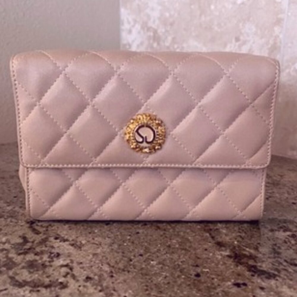 St John Collection Leather Crossbody/Clutch Quilted Handbag-Cream - Picture 2 of 10